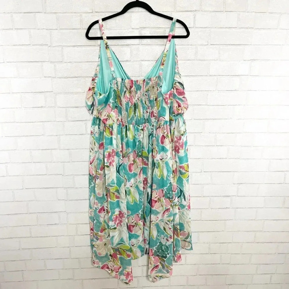 Torrid Colorful Floral Tea Length Chiffon Pleated Sharkbite Dress Women's 2X NEW - Picture 3 of 9